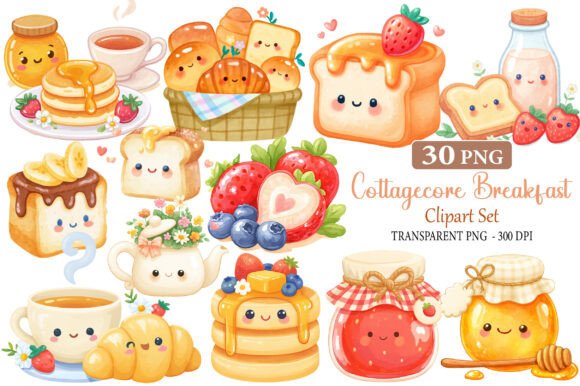 Download Cottagecore Breakfast Clipart Set - Breakfast Collection