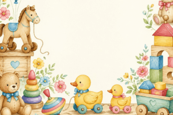Download Watercolor Baby Toys Celebration Frame C - Baby Collection