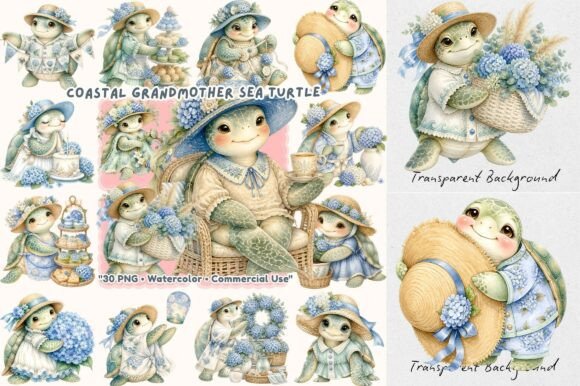 Download Coastal Grandmother Sea Turtle Watercolo - Premium Resources