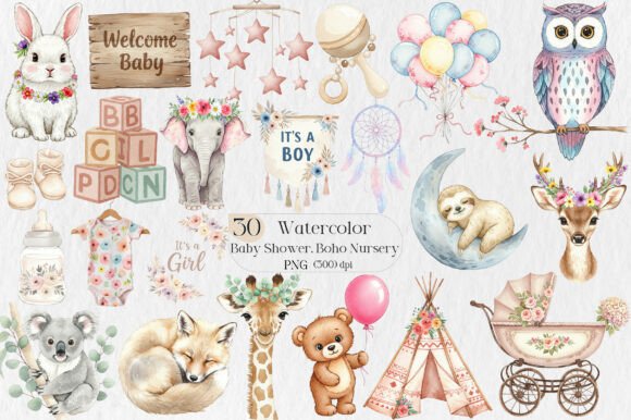 Download Baby Shower Clipart,Boho Nursery Clipart - Premium Resources