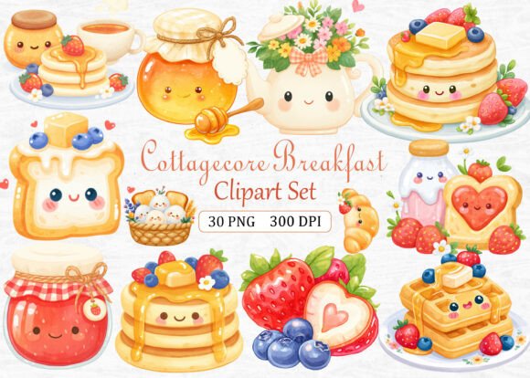 Download Cottagecore Breakfast Clipart Set - Breakfast Collection