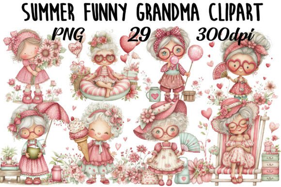 Download Summer Funny Grandma Clipart - Premium Bundle