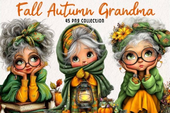 Download Whimsical Fall Autumn Grandma Clipart - Premium Resources