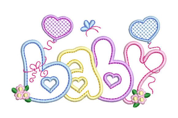 Download Letter Baby with Flowers and Heart Embroidery - Baby Collection